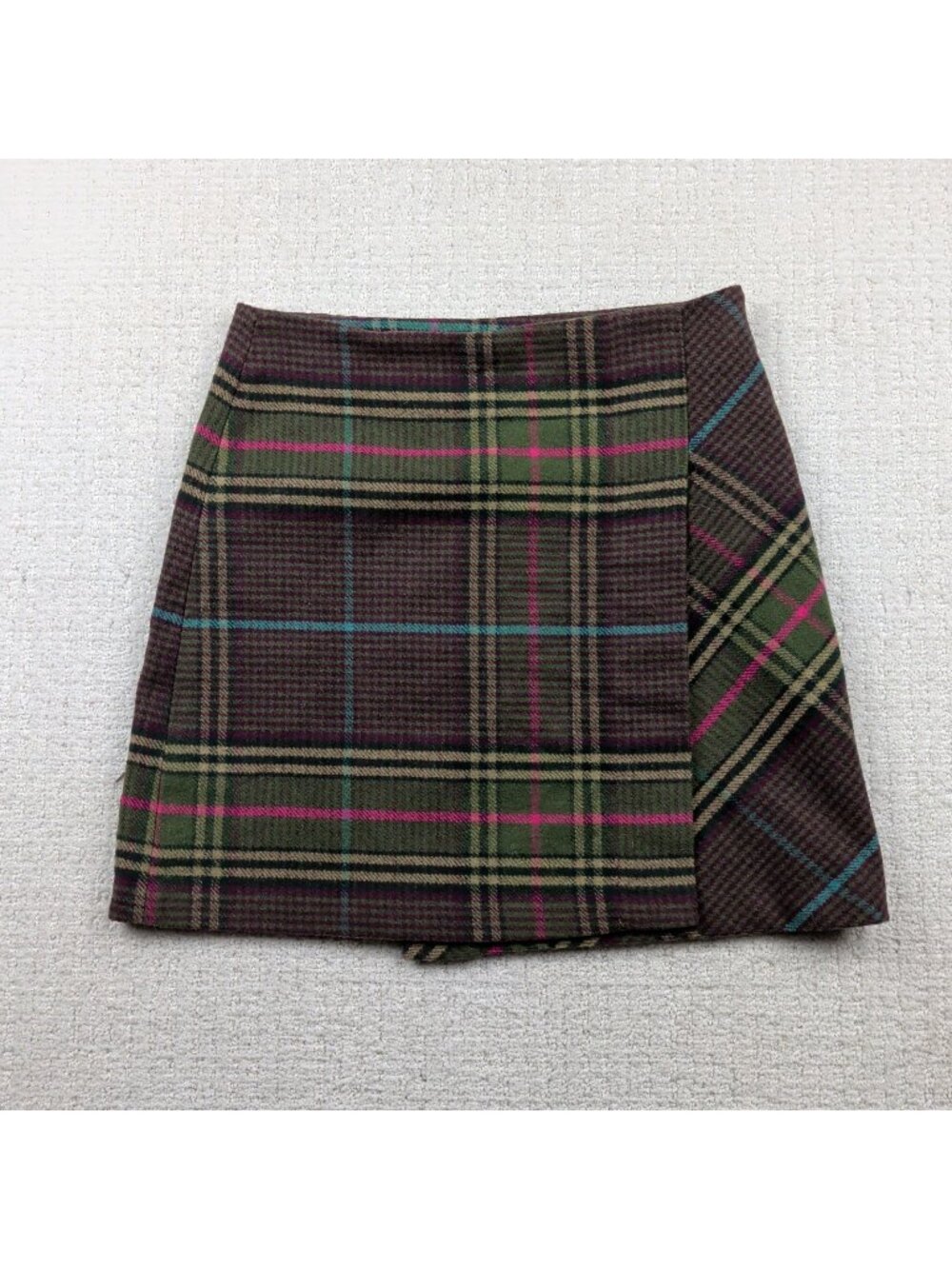 Tommy Hilfiger Mini Skirt Wool Blend Plaid Dark Academia Whimsigoth Wom Sz 2